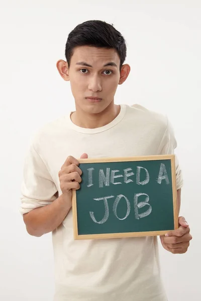 Malay Teenage Holding Message Need Job — Stock Photo, Image