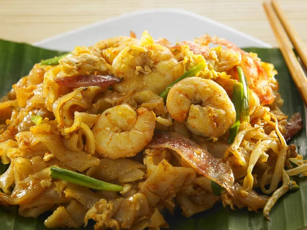 Närbild Malaysiska Berömda Mat Penang Stekt Kuey Teow — Stockfoto