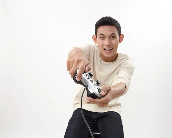 Malay Teenage Holding Game Console Playing — Stock Photo, Image