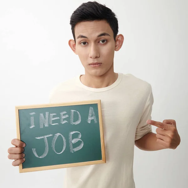 Malaiischer Teenager Mit Der Botschaft Dass Arbeit Braucht — Stockfoto