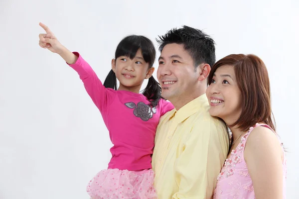 Father Carry Daughter Looking Direction Daughter Pointing — Stock Photo, Image