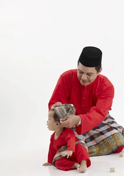 Malajski Rodziny Ojciec Syn — Zdjęcie stockowe