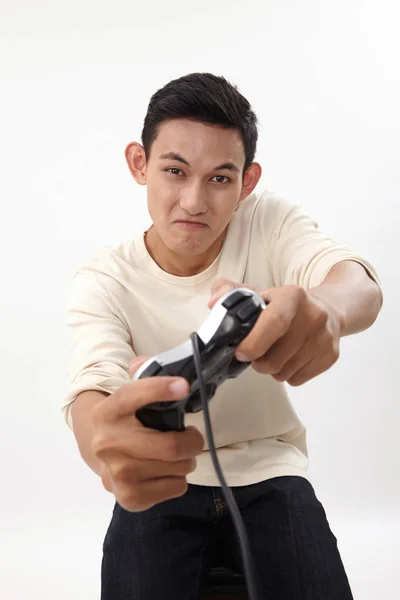 Malay Teenage Holding Game Console Playing — Stock Photo, Image