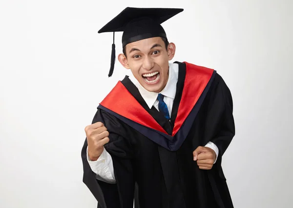 Malaio Graduado Estudante Olhando Para Câmera Posando Estúdio — Fotografia de Stock