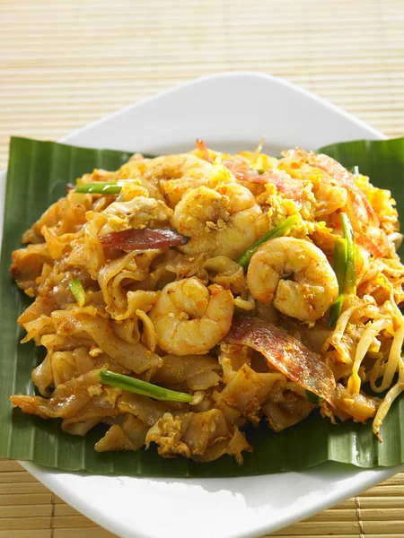 Närbild Malaysiska Berömda Mat Penang Stekt Kuey Teow — Stockfoto