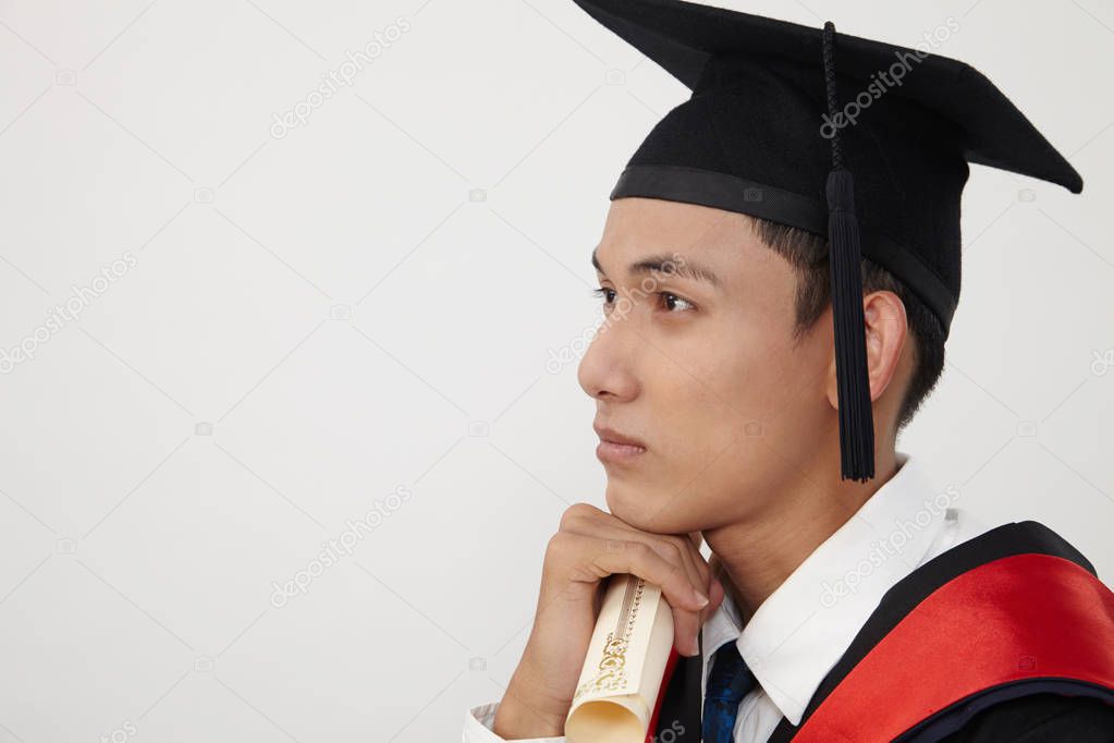 close up of the profile of graduated student