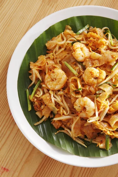 Ovanifrån Malaysiska Berömda Mat Penang Stekt Kuey Teow — Stockfoto