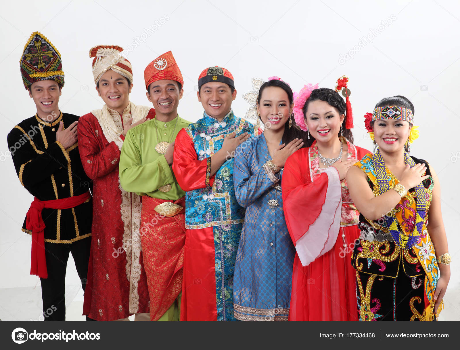  Malaysian People  Traditional Clothes Posing Studio  Stock 