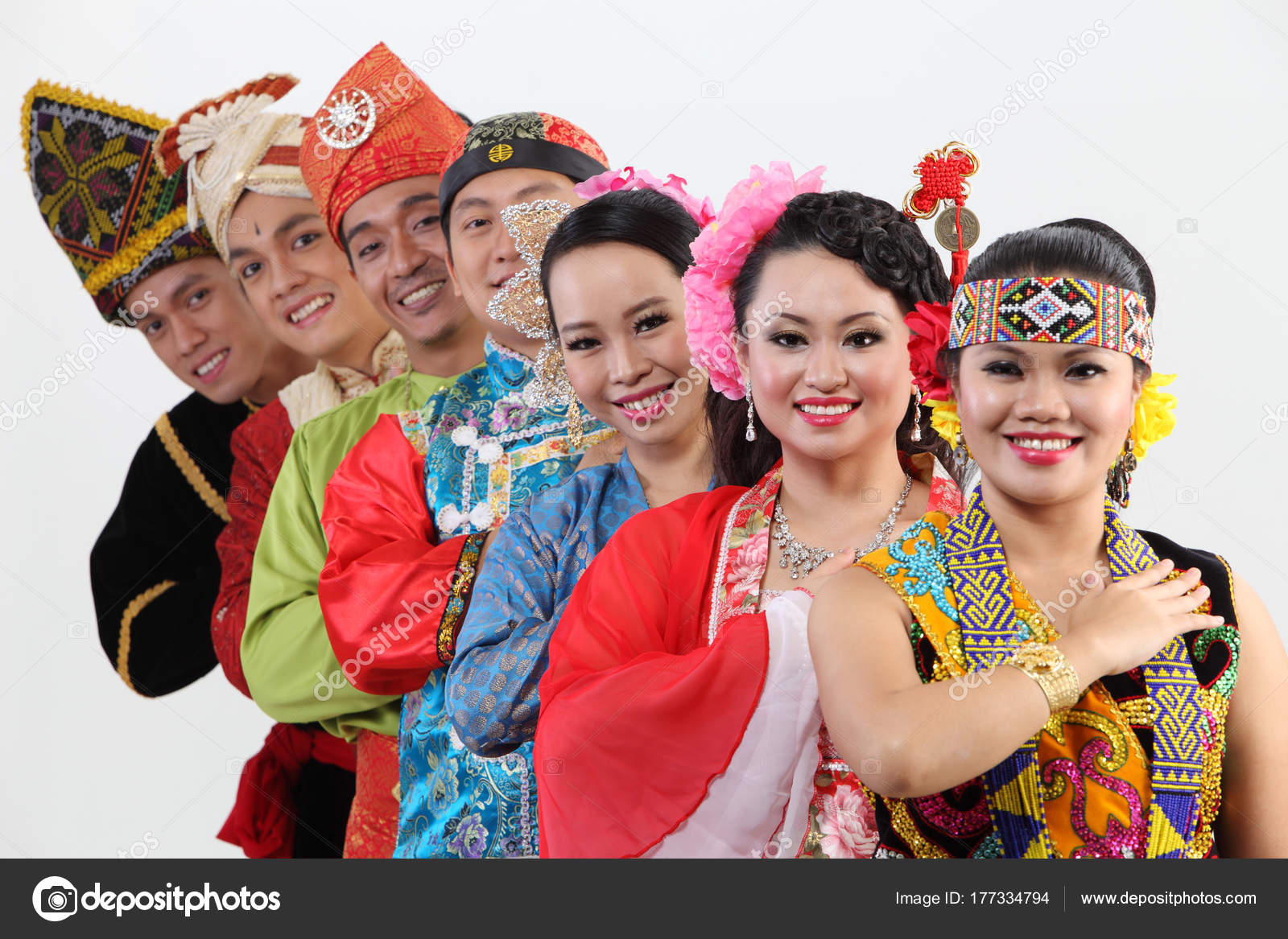  Malaysian People  Traditional Clothes Posing Studio  Stock 