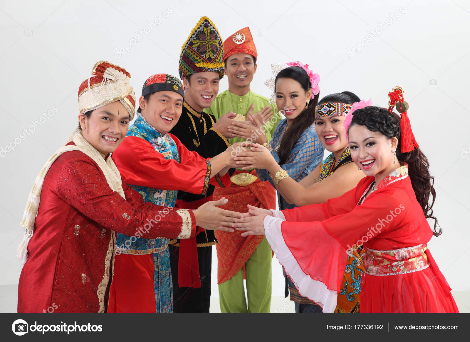  Malaysian People  Traditional Clothes Posing Studio  Stock 