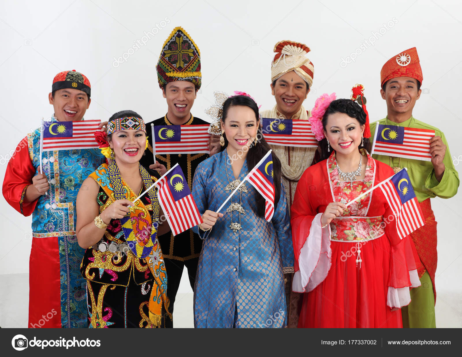  Malaysian  People Traditional  Clothes Posing Studio  Stock 
