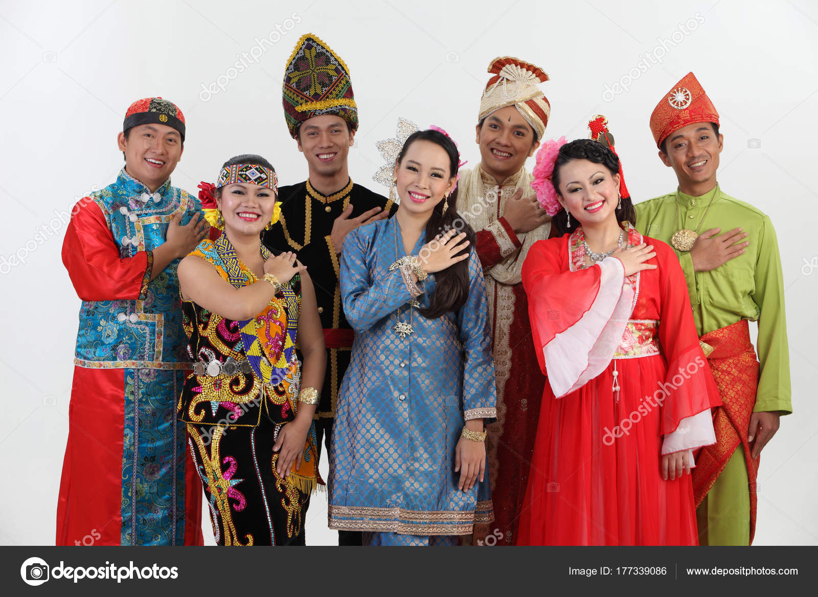  Malaysian People  Traditional Clothes Posing Studio  Stock 