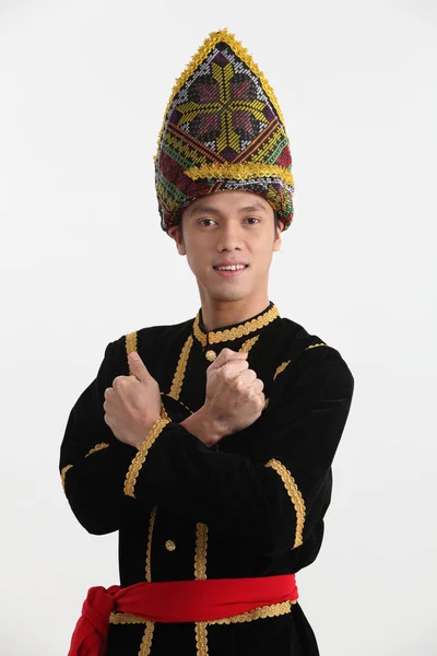 Man Från Borneo Klädd Traditionell Dräkt — Stockfoto