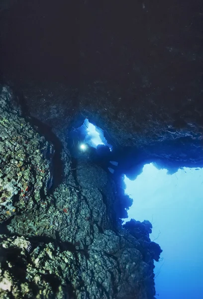 SUDÃO, Mar Vermelho, U.W. foto, Mergulho em caverna - FILM SCAN — Fotografia de Stock