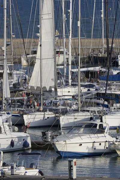 Italy, Sicily, Mediterranean sea, Marina di Ragusa; 17 October 2016, boats and luxury yachts in the port - EDITORIAL — Stock Photo, Image