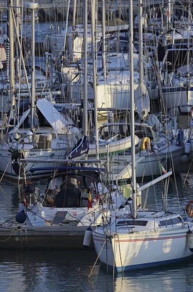 Italy, Sicily, Mediterranean sea, Marina di Ragusa; 31 October 2016, sailing boats in the port - EDITORIAL — Stock Photo, Image