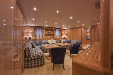 İtalya, Toskana, Viareggio, lüks yat, alt kat kırıştırmaya