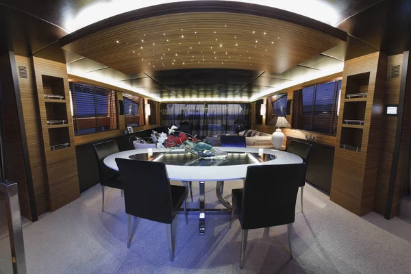 Italy, Tuscany, Viareggio, 100' luxury yacht, dinette, dining table — Stock Photo, Image
