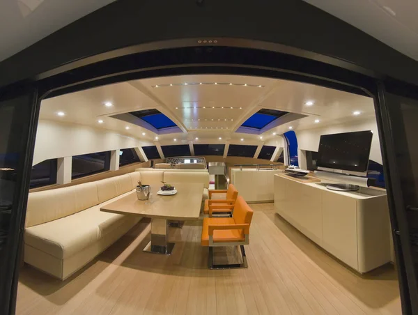 France, Cannes, luxury yacht, dinette — Stock Photo, Image
