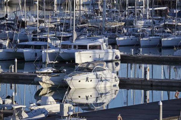 Italy, Sicily, Mediterranean sea, Marina di Ragusa; 1 January 2017, boats and luxury yachts in the port - EDITORIAL — Stock Photo, Image