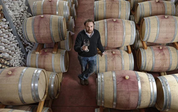 Itália, Sicília; 19 de dezembro de 2012, retrato de um produtor siciliano de vinho na sua adega - EDITORIAL — Fotografia de Stock