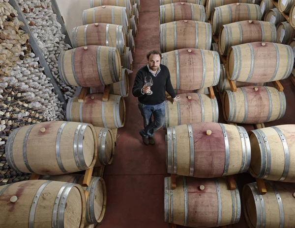 Italia, Sisilia; 19 Joulukuuta 2012, muotokuva sisilialainen viinintuottaja hänen viinikellarissa - EDITORIAL — kuvapankkivalokuva