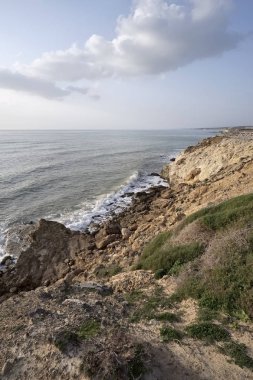 İtalya, Sicilya, Akdeniz, görünümü Scoglitti (Ragusa eyaletinin yakınındaki adanın Güney Doğu kıyı şeridi)