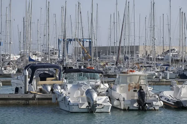 Italy, Sicily, Mediterranean sea, Marina di Ragusa; 26 March 2017, boats and luxury yachts in the port - EDITORIAL — Stock Photo, Image