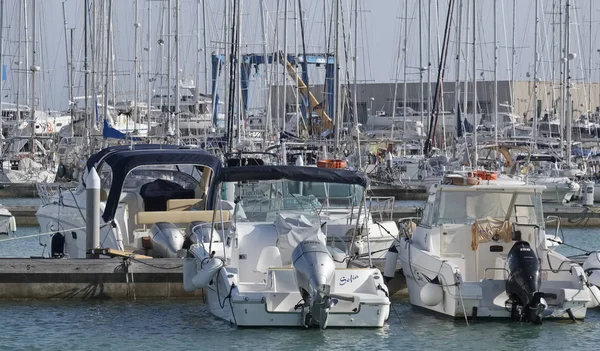Italy, Sicily, Mediterranean sea, Marina di Ragusa; 26 March 2017, boats and luxury yachts in the port - EDITORIAL — Stock Photo, Image