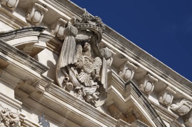 İtalya, Sicilya, Scicli (Ragusa eyaletinde), Barok Penna Musso Iacono Palace cephe (XIX yüzyıl)