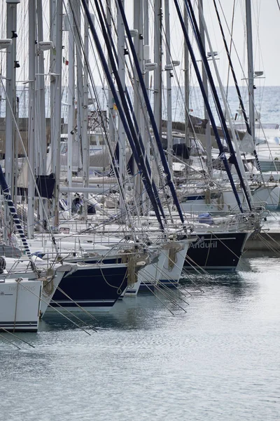 Italy, Sicily, Mediterranean sea, Marina di Ragusa; 21 April 2017, luxury yachts in the port - EDITORIAL — Stock Photo, Image