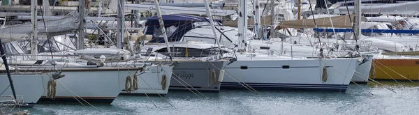 Italy, Sicily, Mediterranean sea, Marina di Ragusa; 21 April 2017, luxury yachts in the port - EDITORIAL — Stock Photo, Image