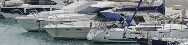 Italy, Sicily, Mediterranean sea, Marina di Ragusa; 27 April 2017, luxury yachts in the port - EDITORIAL — Stockfoto