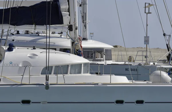 Italy, Sicily, Mediterranean sea, Marina di Ragusa; 22 May 2017, luxury yachts in the port - EDITORIAL — Stock Photo, Image