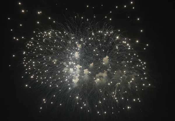 Italy, Sicily, Marina di Ragusa, fireworks at night — Stock Photo, Image