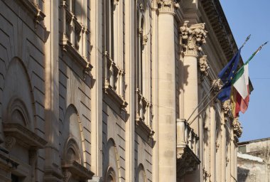 İtalya, Sicilya, scicli (ragusa eyaletinde), Barok townhall's bina cephe