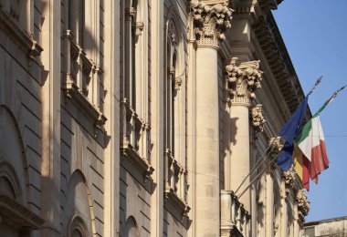 İtalya, Sicilya, scicli (ragusa eyaletinde), Barok townhall's bina cephe