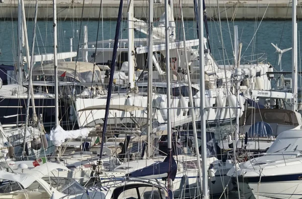 Italy, Sicily, Mediterranean sea, Marina di Ragusa; 11 October 2017, luxury yachts in the port - EDITORIAL — Stock Photo, Image