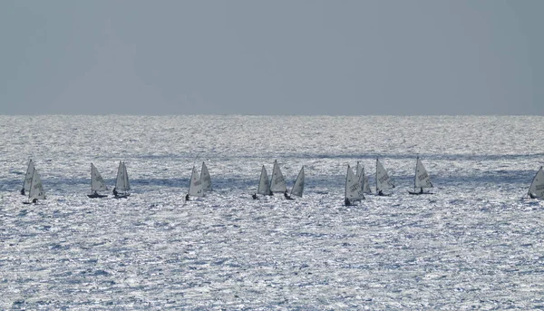 Italië, Sicilië, Middellandse Zee, Marina di Ragusa; 28 oktober 2017, rubberboot competitie - redactie — Stockfoto