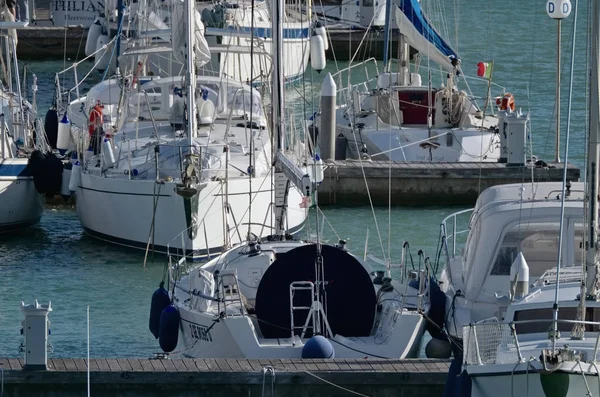 Italy, Sicily, Mediterranean sea, Marina di Ragusa; 19 November 2017, luxury yachts in the port - EDITORIAL — Stock Photo, Image