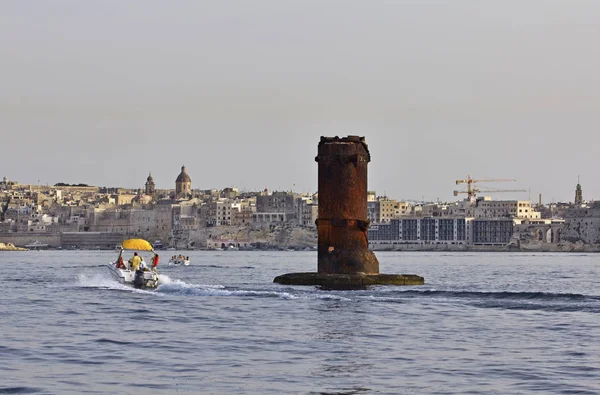 Malta Island September 2011 Motor Boats Valletta Port Editorial — Stock Photo, Image