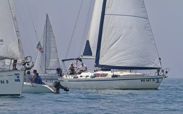 Italy Sicily Mediterranean Sea Marina Ragusa June 2012 Sailboats Race — Stock Photo, Image