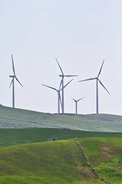Italy Sicily Catania Province Countryside Aeolian Energy Turbines — Stock Photo, Image