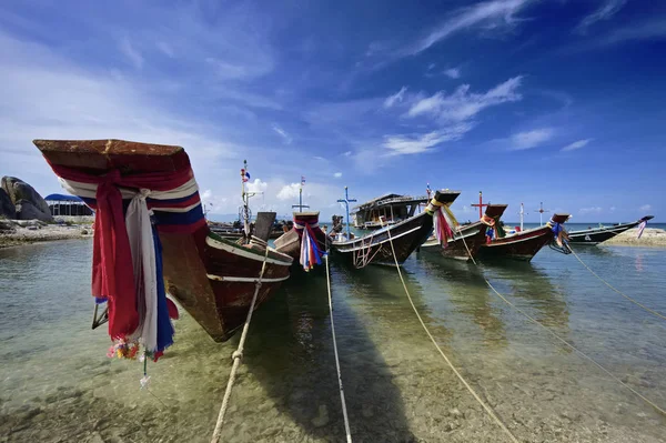 Thaiföld Koh Phangan Sziget Phangan Island Helyi Fából Készült Halászhajók — Stock Fotó