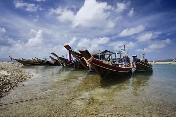 Thailand Koh Phangan Phangan Island Local Wooden Fishing Boats Shore — Stock Photo, Image