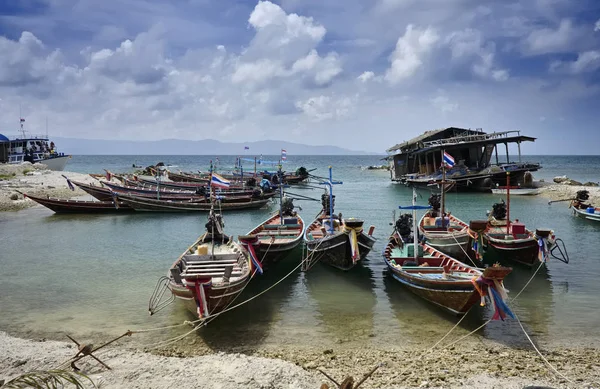 Thailand Koh Phangan Phangan Island Local Wooden Fishing Boats Shore — Stock Photo, Image