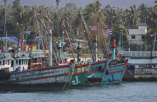 Thajsko Koh Phangan Ostrov Phangan Března 2007 Místní Dřevěných Rybářských — Stock fotografie