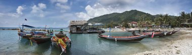 Tayland, koh phangan (Samui Adası), kıyı yerel ahşap balıkçı tekneleri