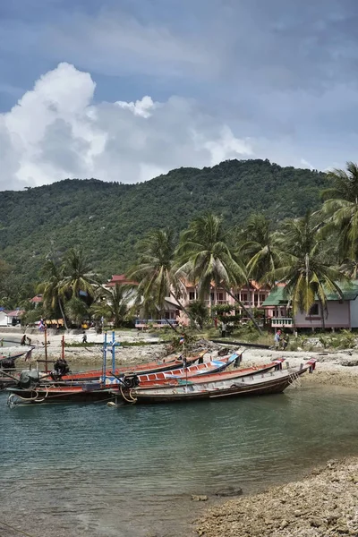 Thailand Koh Phangan Phangan Island Local Wooden Fishing Boats Shore — Stock Photo, Image