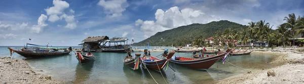 Tailandia Koh Phangan Isla Phangan Barcos Pesqueros Locales Madera Orilla — Foto de Stock